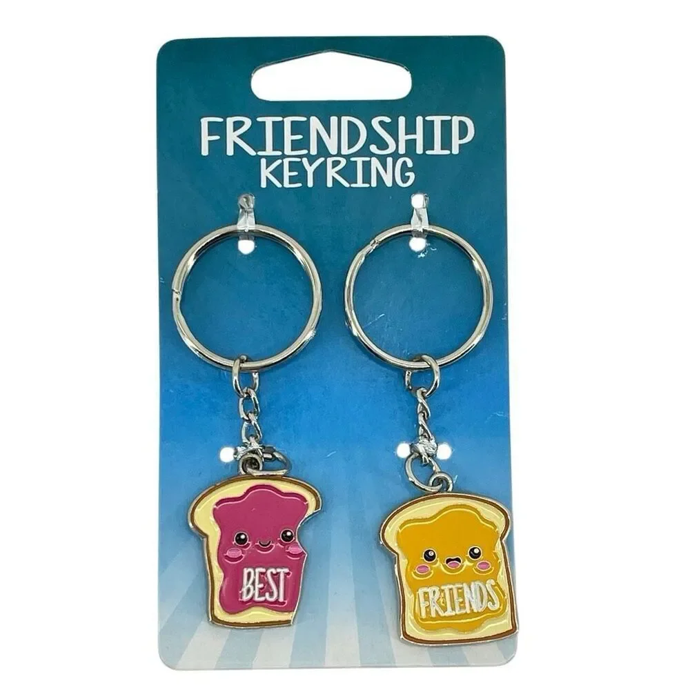 Peanut Butter & Jelly Best Friends Keychain Set PB&J Toast BFF Matching Keyrings
